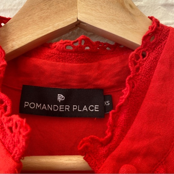 Tuckernuck || Pomander Place Dutton A-Lind Mini Shirt Dress Poppy Red XS - Picture 5 of 9